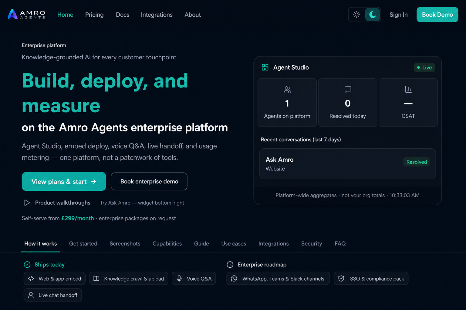 AmroAgents Build, deploy, and measure platform overview